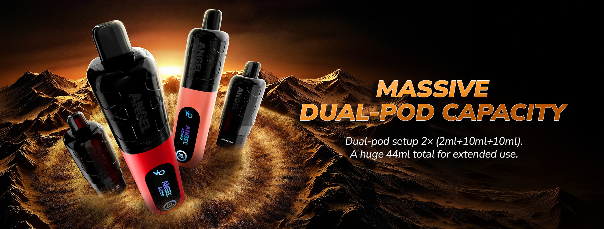 Angel 45k vape Dual-mesh coils (1.02 0.522) with 950mAh battery for super intense flavour